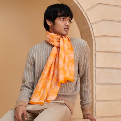 HERMES エルメス スーパーHレザーパッチスカーフ　メンズ　マフラー HERMES エルメス スーパーHレザーパッチスカーフ メンズ